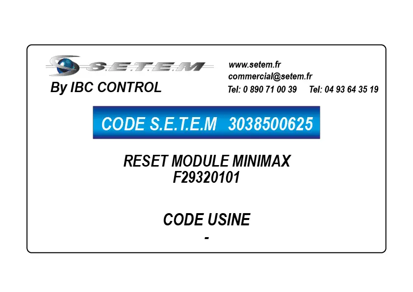 3038500625-MODULE DE REINITIALISATION MINIMAX *F29320101*