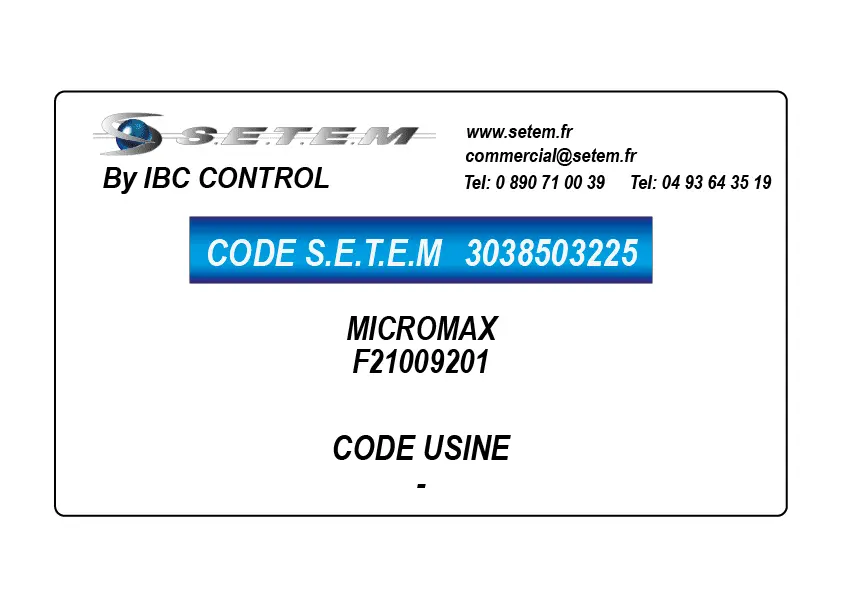 3038503225-BOITIER DE COMMANDE MICROMAX *F21009201*