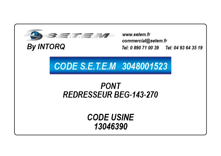 3048001523-PONT REDRESSEUR BEG-143-270 INTORQ 13046390 * *