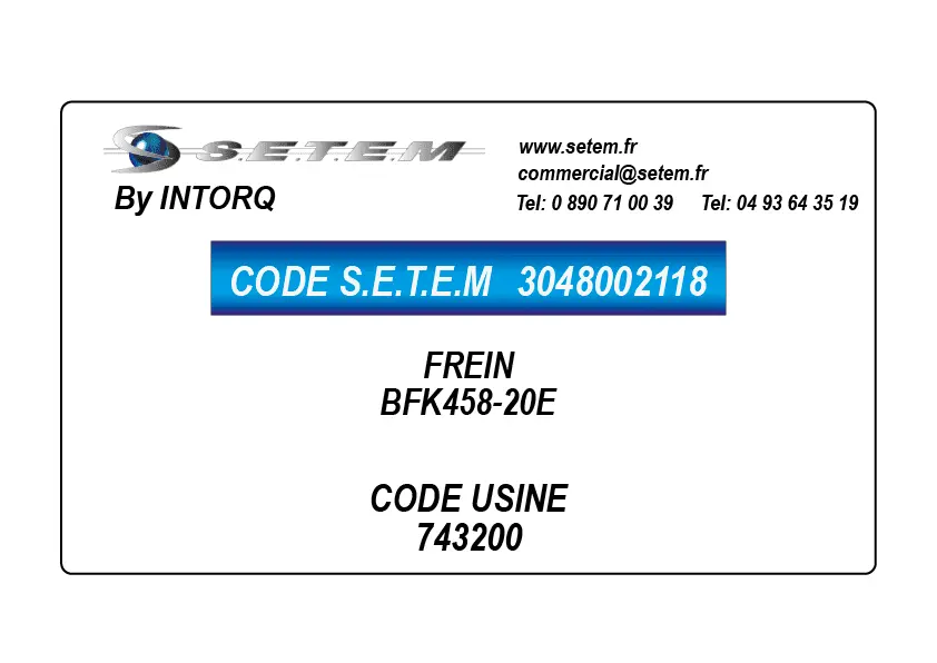 3048002118-FREIN BFK458-20E INTORQ 00743200