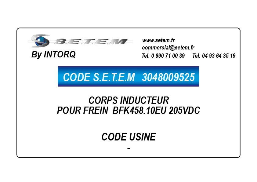 3048009525-CORPS INDUCTEUR POUR FREIN BFK458.10EU 205VDC INTORQ