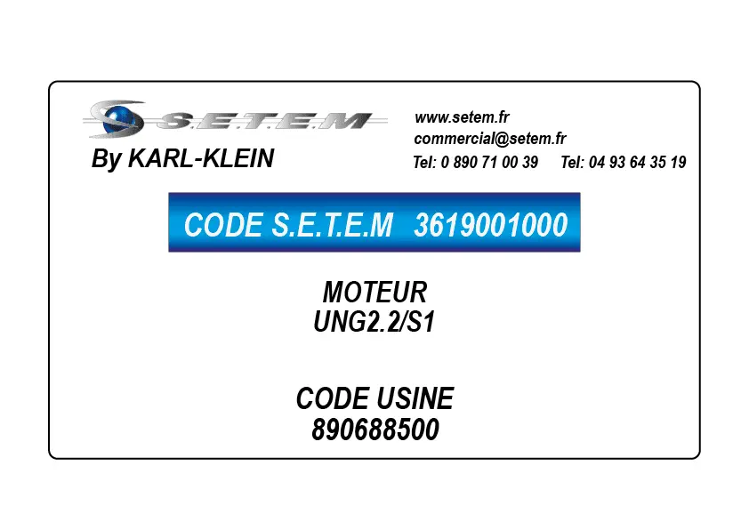 3619001000-MOTEUR KARLKLEIN UNG2.2/S1 *890688500*