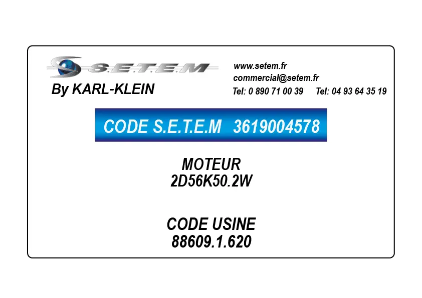 3619004578-MOTEUR KARLKLEIN 2D56K50.2W *88609.1.620*