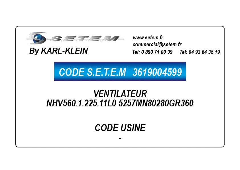 3619004599-VENTILATEUR KARLKLEIN NHV560.1.225.11L0 5257MN80280GR360