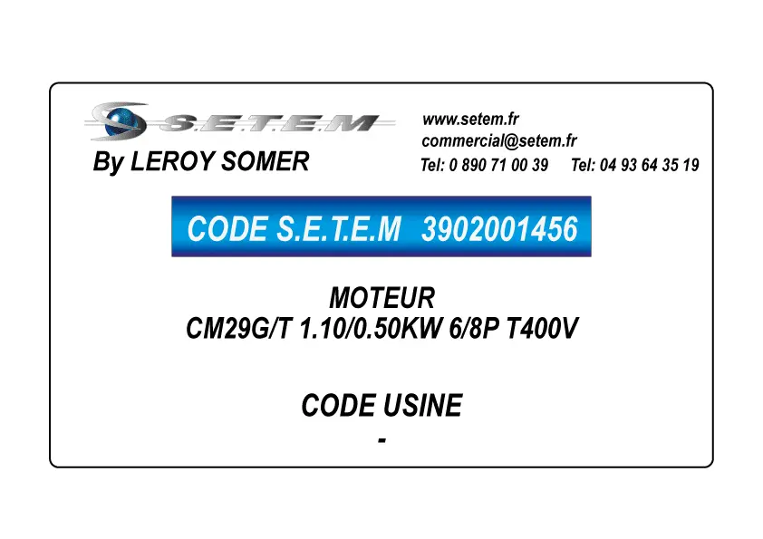 3902001456-MOTEUR LEROY SOMER CM29G/T 1.10/0.50KW 6/8P T400V