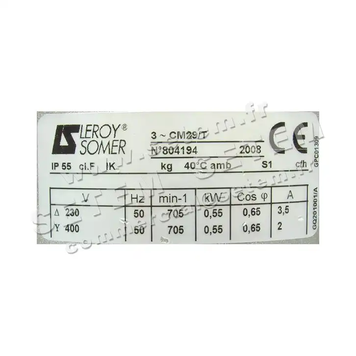 3902002507-MOTEUR LEROYSOMER CM29 550W 8P T230/400V 2
