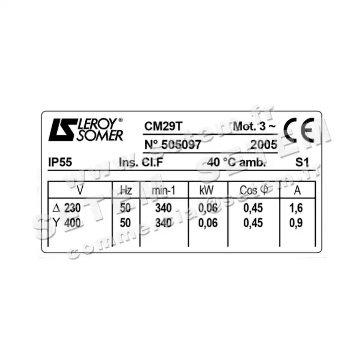 3902002581-MOTEUR LEROYSOMER CM29/T 60W 18P T230/400V 2