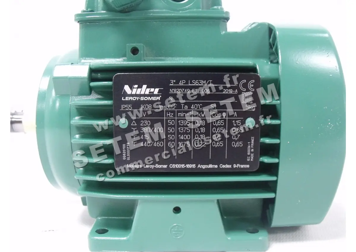 3902005660-MOTEUR LEROYSOMER 0.18KW 4P T230/400V HA63 B3 D14MM LS63M/T 4