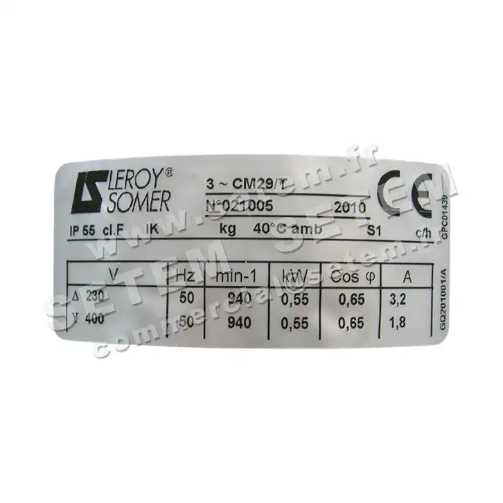 3902009526-MOTEUR LEROYSOMER CM29/T 550W 6P T230/400V 2