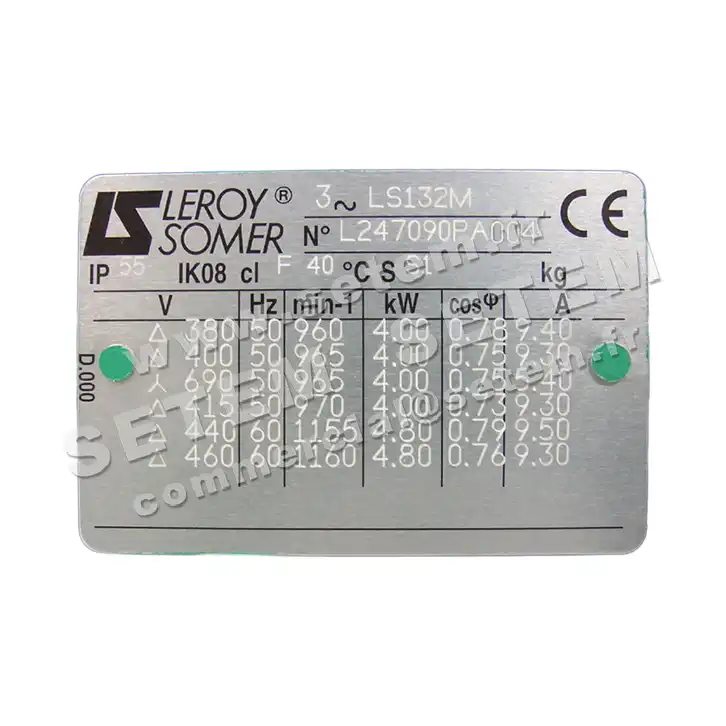 3902009557-MOTEUR LEROYSOMER 4KW 6P T400/690V HA132 B14 LS132M 2