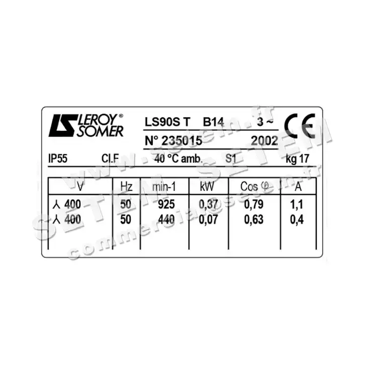 3902009587-MOTEUR LEROYSOMER 0.37/0.07KW 6/12P T400V HA90 B14 LS90ST