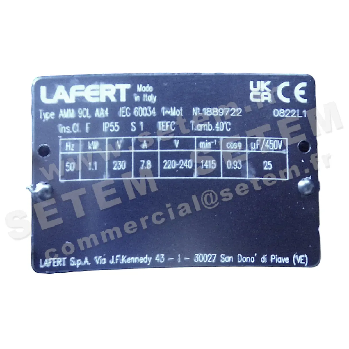 3923101110-MOTEUR LAFERT 1.10KW 4P M230V HA90 B5 AMM90LAA4