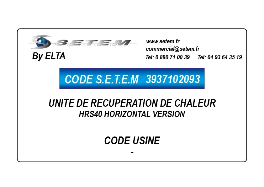 3937102093-UNITE DE RECUPERATION DE CHALEUR HRS40 HORIZONTAL VERSION