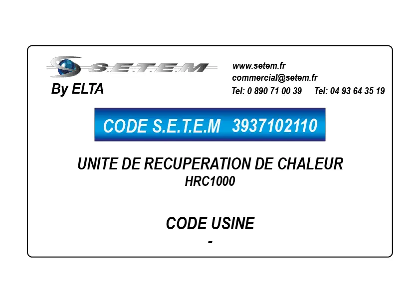 3937102110-UNITE DE RECUPERATION DE CHALEUR HRC1000