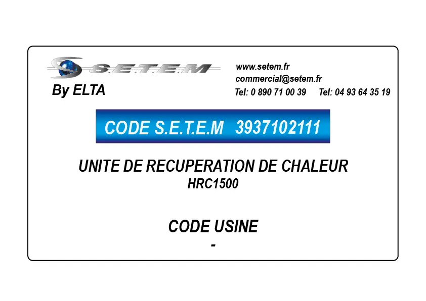 3937102111-UNITE DE RECUPERATION DE CHALEUR HRC1500