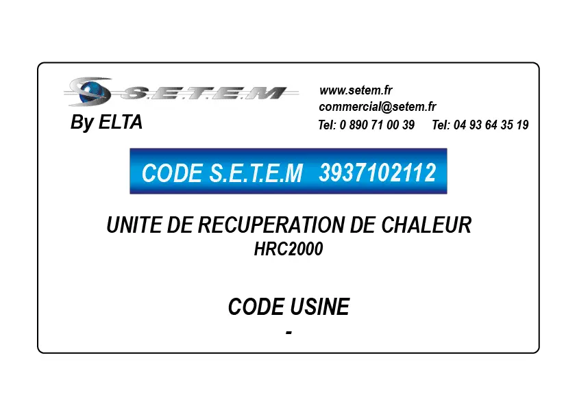 3937102112-UNITE DE RECUPERATION DE CHALEUR HRC2000