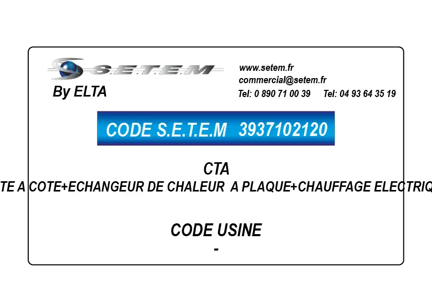 3937102120-CTA COTE A COTE+ECHANGEUR DE CHALEUR A PLAQUE+CHAUFFAGE ELECTRIQUE