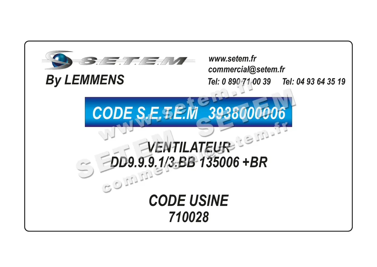 3938000006-VENTILATEUR LEMMENS DD9.9.9.1/3.BB 135006 +BR *710028* 5