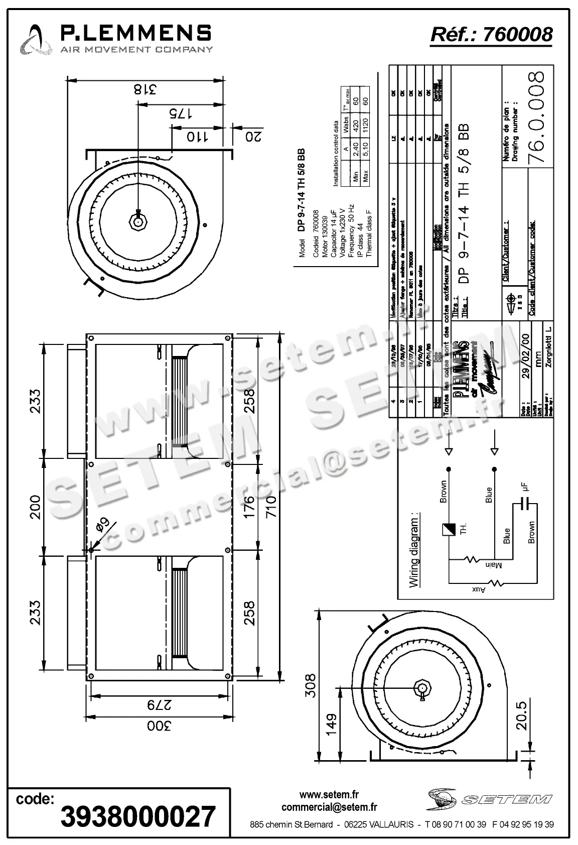 3938000027-VENTILATEUR LEMMENS DP9.7.14.TH.5/8.BB *760008* 2