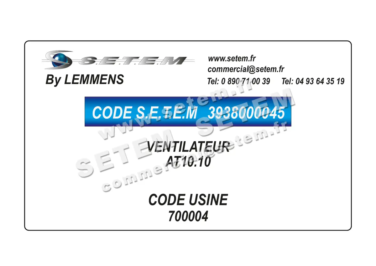 3938000045-VENTILATEUR LEMMENS AT10.10 *700004*