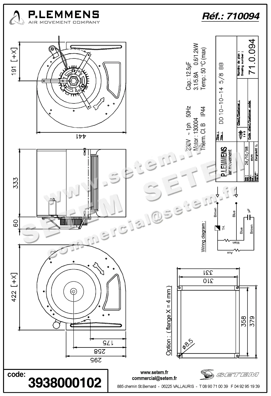 3938000102-VENTILATEUR LEMMENS DD10.10.14.5/8.BB 130004 +BR *710094* 2