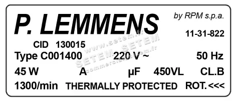 3938000161-MOTEUR LEMMENS C001400 "130015" 2