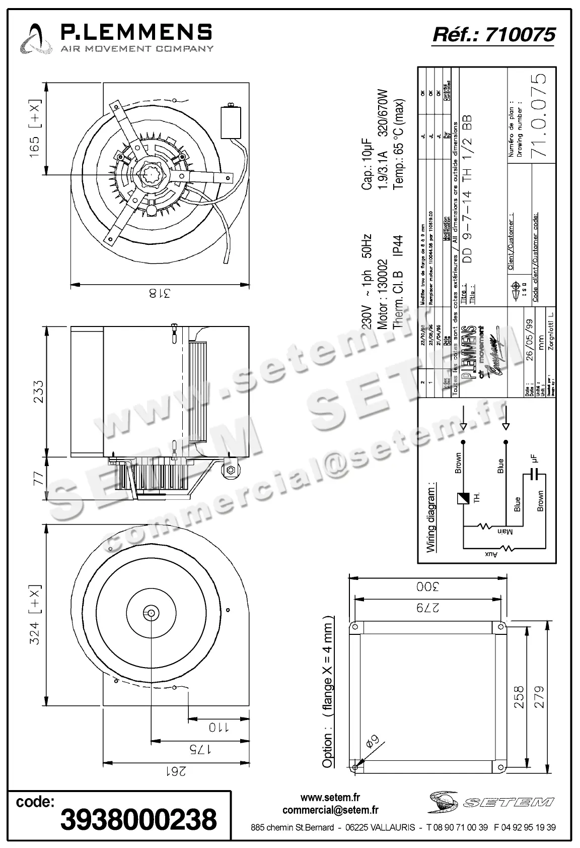 3938000238-VENTILATEUR LEMMENS DD9.7.14.TH.1/2.BB 130002 *710075* 2