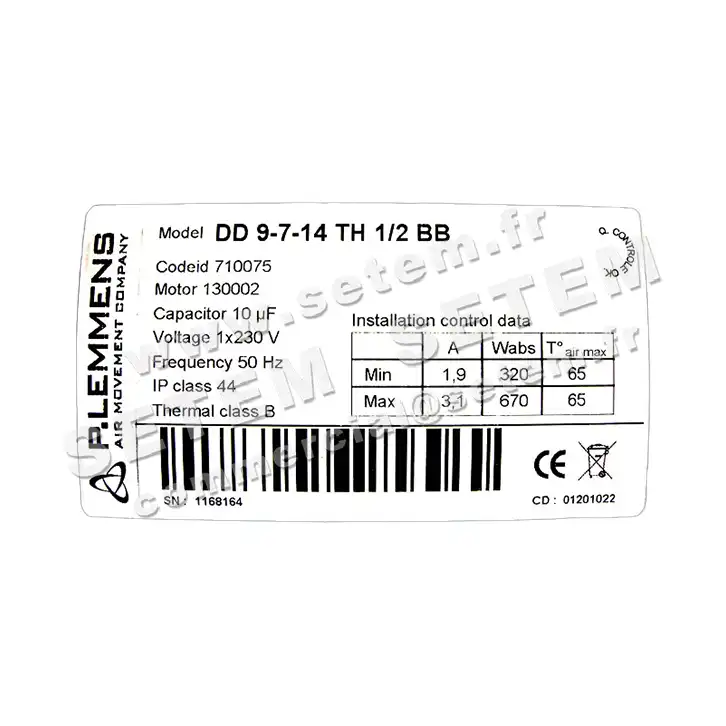 3938000238-VENTILATEUR LEMMENS DD9.7.14.TH.1/2.BB 130002 *710075* 4