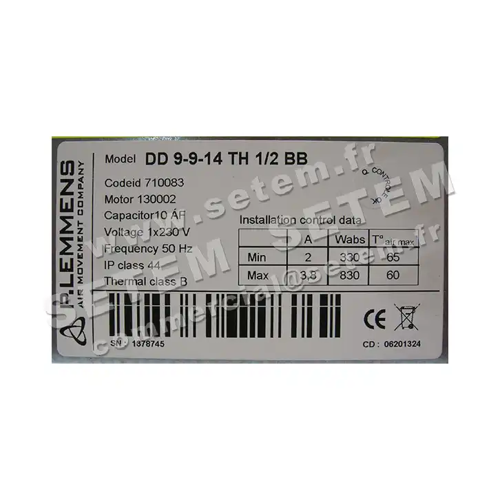 3938000240-VENTILATEUR LEMMENS DD9.9.14.TH.1/2.BB 130002 +BR *710083* 3
