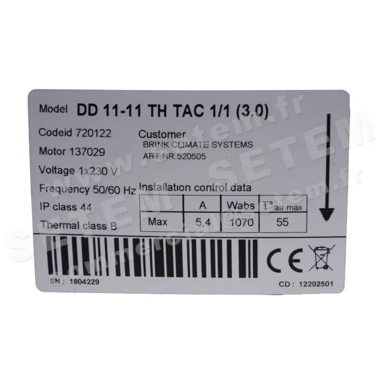 VENTILATEUR DD11-11THTAC1/1(3.0) *720122* 3