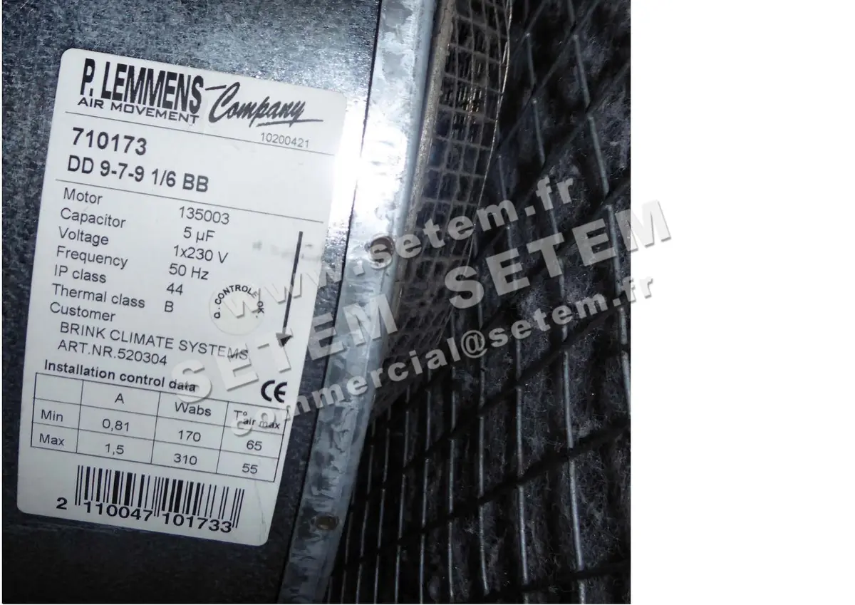 3938001036-VENTILATEUR LEMMENS DD9-7-9 1/6 BB 135003 *710173*