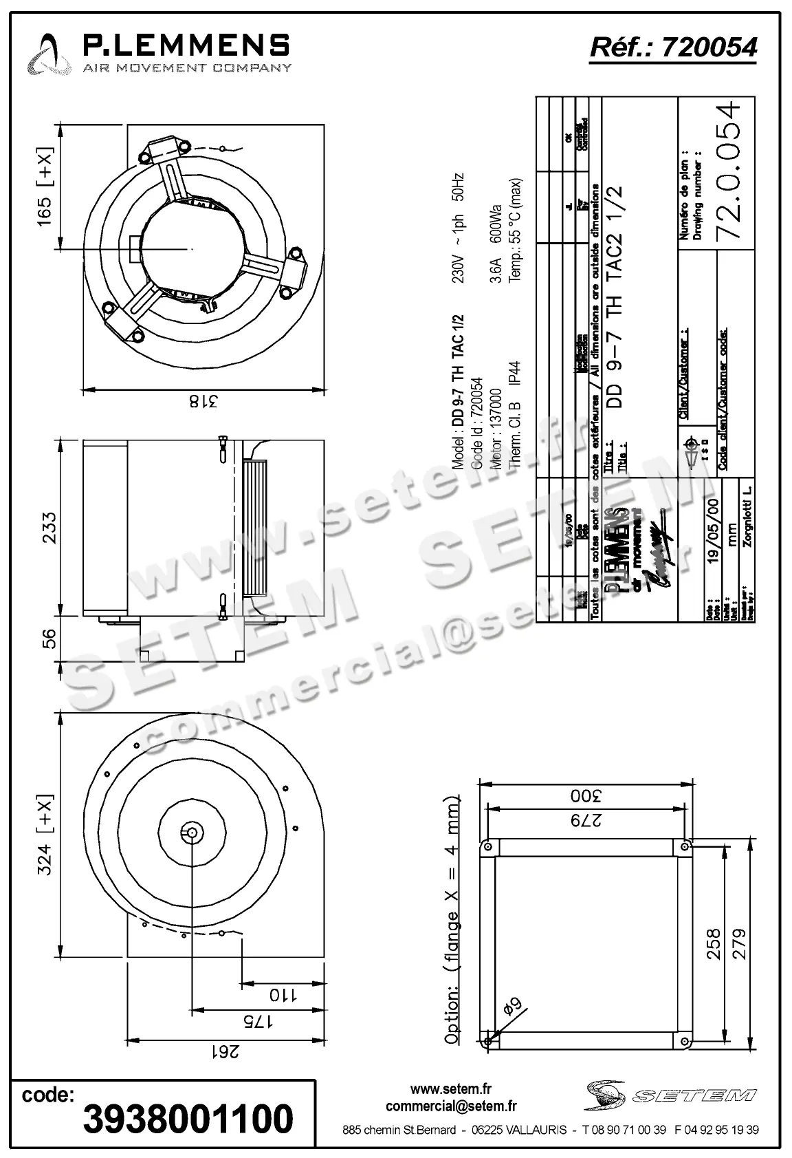 3938001100-VENTILATEUR LEMMENS DD9.7.TH.TAC2.1/2 +BR *720054* 4