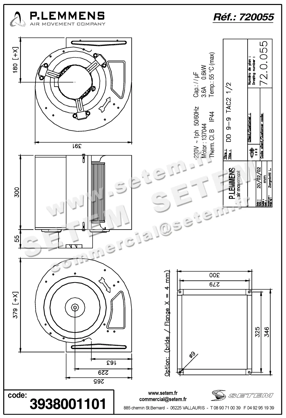 3938001101-VENTILATEUR LEMMENS DD9.9 TAC1/2 *720055* 2