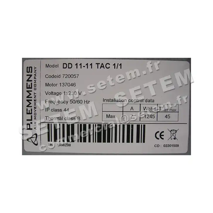 3938001102-VENTILATEUR LEMMENS DD11.11.TAC2.1/1 *720057* 5