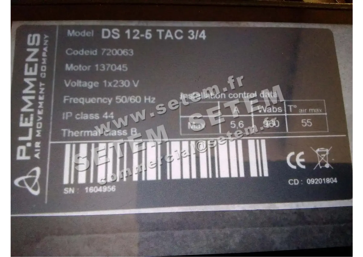 3938001123-VENTILATEUR LEMMENS DS12.5.TAC2.3/4 *720063*