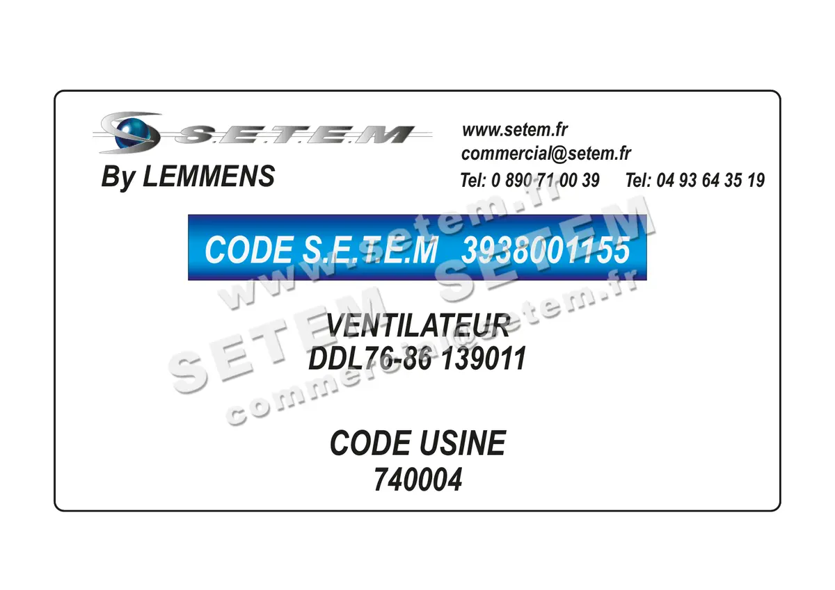 3938001155-VENTILATEUR LEMMENS DDL76-86 139011 *740004* 4