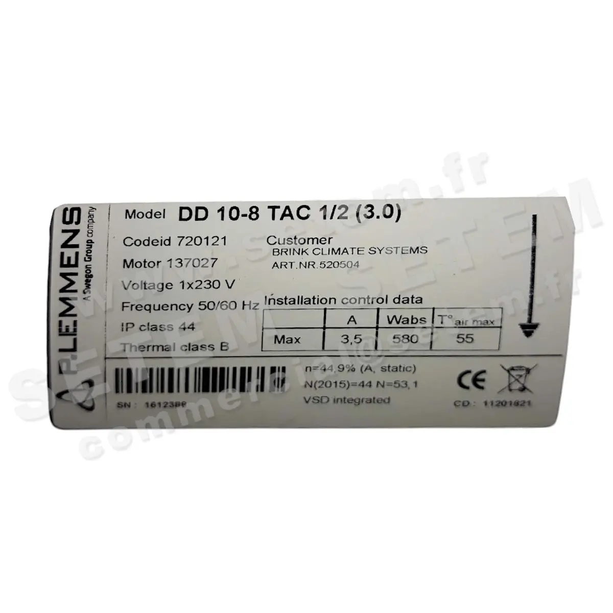 3938002384-VENTILATEUR LEMMENS DD10-8TAC1/2(3.0) *720121*