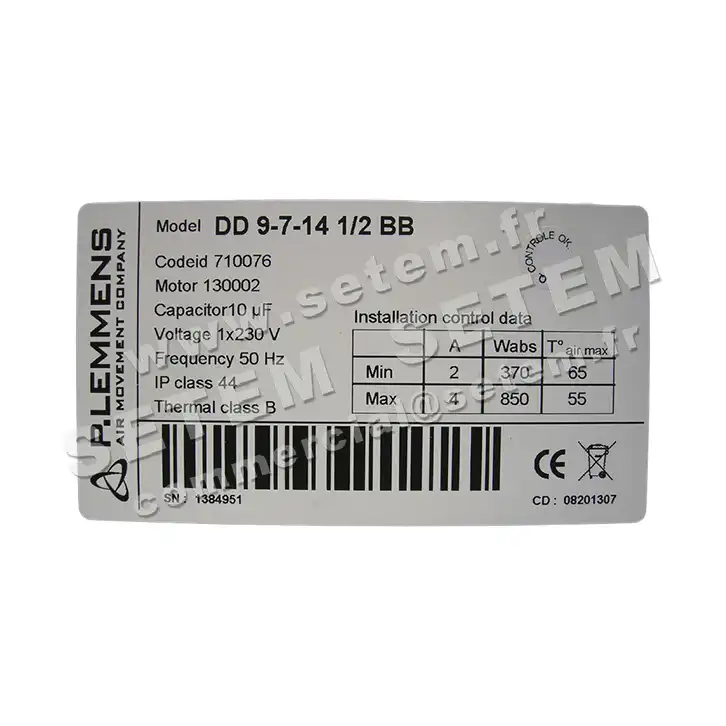 3938003003-VENTILATEUR LEMMENS DD9.7.14.1/2.BB +BR *710076* 3