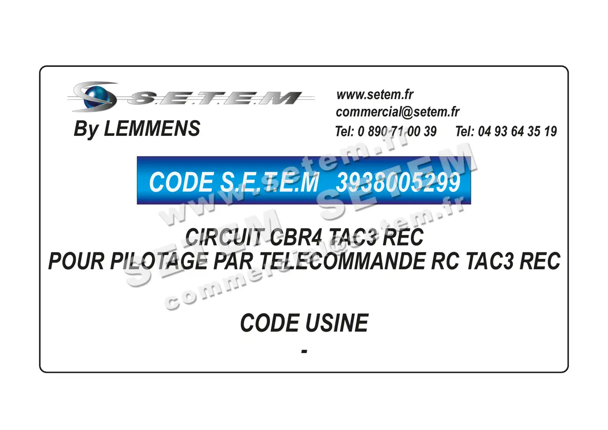 3938005299-CIRCUIT CBR4 TAC3 REC POUR PILOTAGE PAR TELECOMMANDE RC TAC3 REC LEMMENS 5