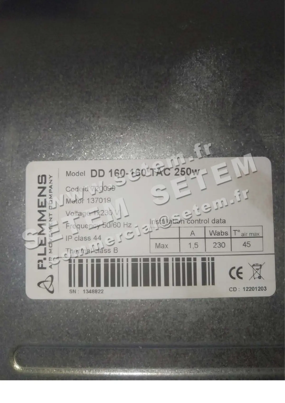 3938005448-VENTILATEUR LEMMENS DD160.160TAC 137019 *720099* 2