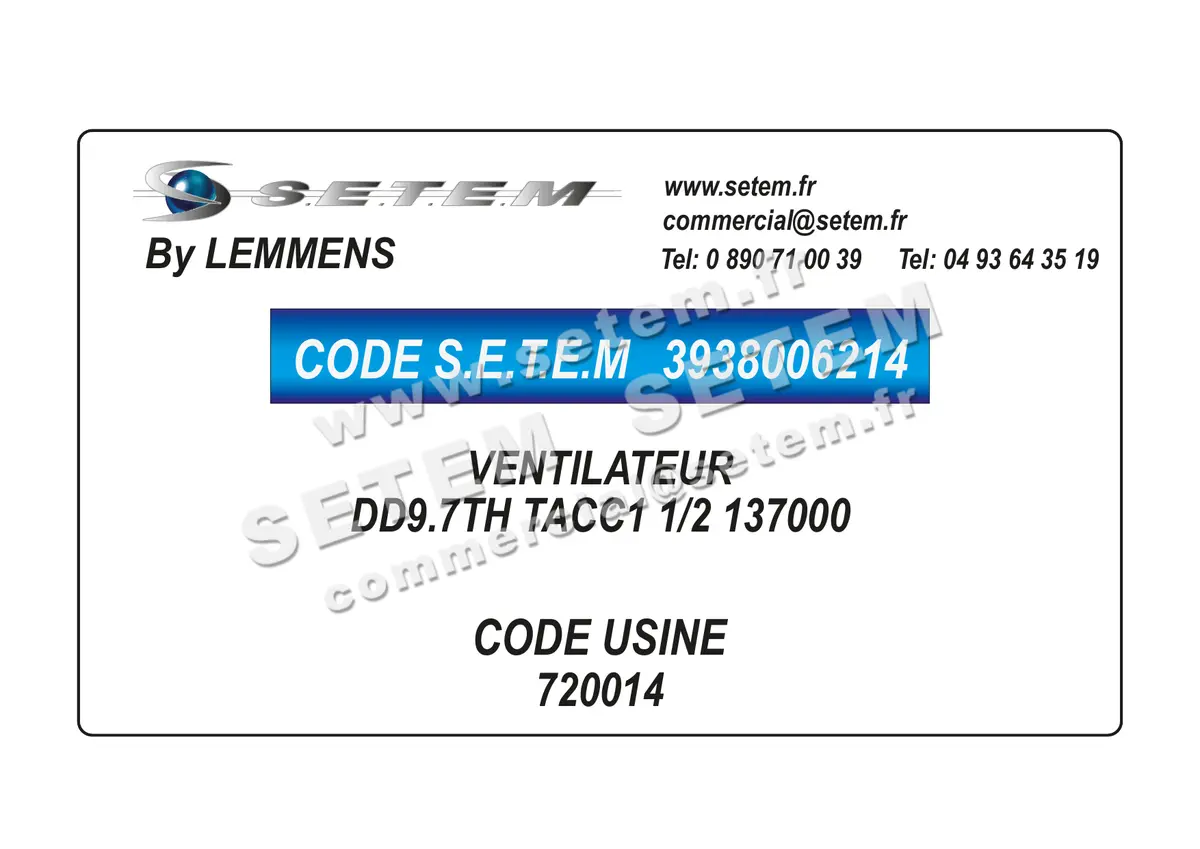3938006214-VENTILATEUR LEMMENS DD9.7TH TACC1 1/2 137000 *720014*