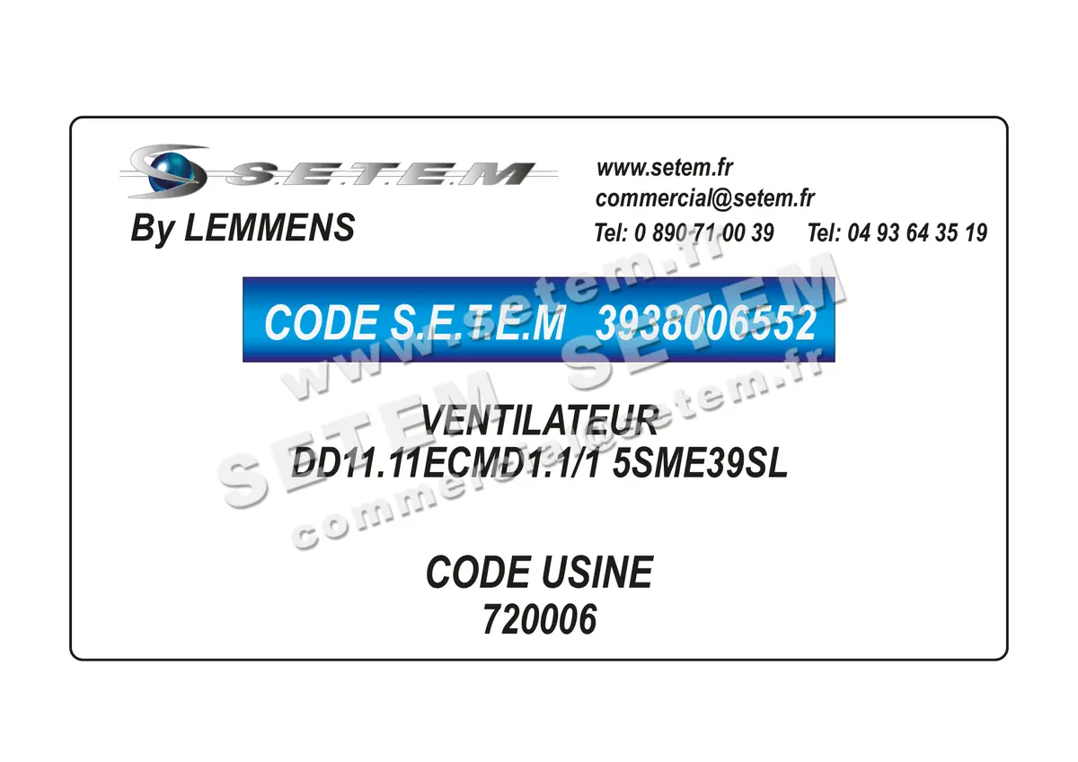 3938006552-VENTILATEUR LEMMENS DD11.11ECMD1.1/1 5SME39SL *720006* 2