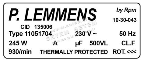 3938009015-MOTEUR LEMMENS 11051704 "135006" 2