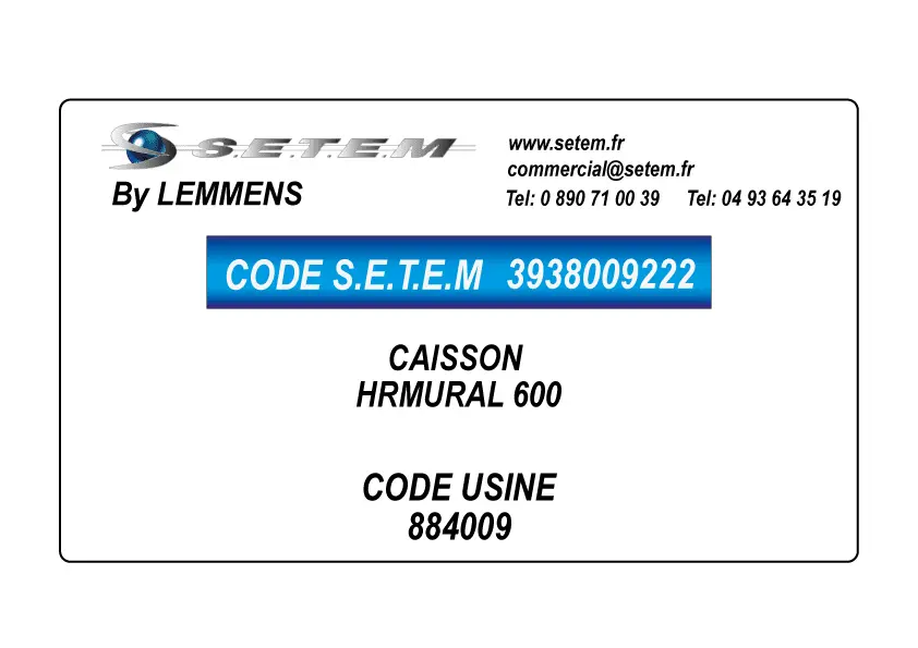 3938009222-‌‌CAISSON LEMMENS HRMURAL 600 *884009*