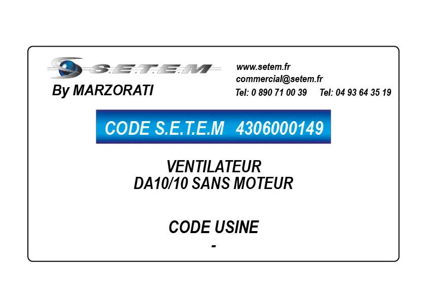 4306000149-VENTILATEUR MARZORATI DA10/10 SANS MOTEUR