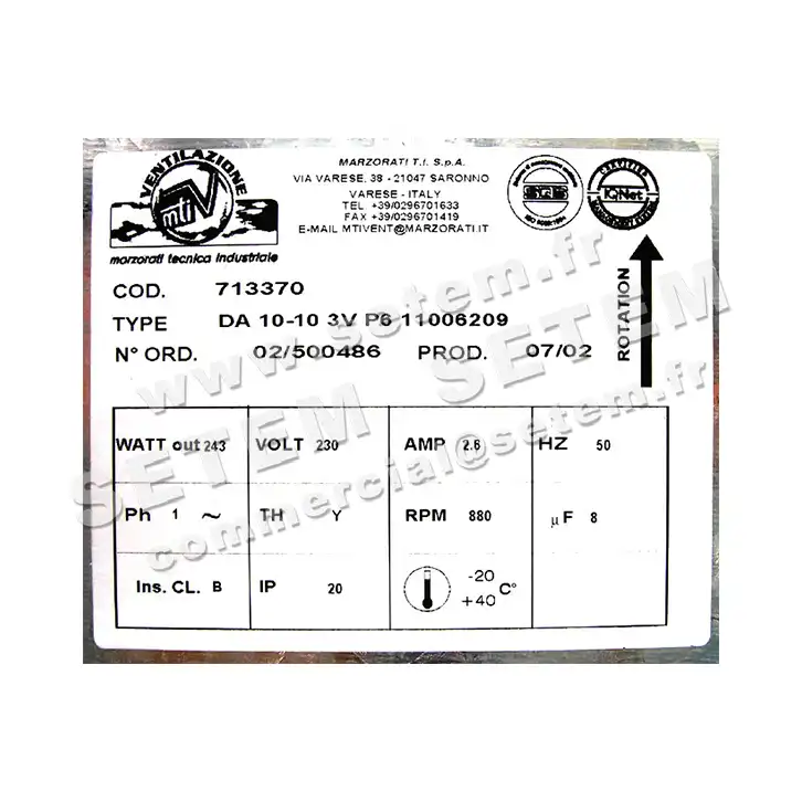 4306000170-VENTILATEUR MARZORATI DA10/10 243W 6P M230V 3V 11006209 *713370* 3