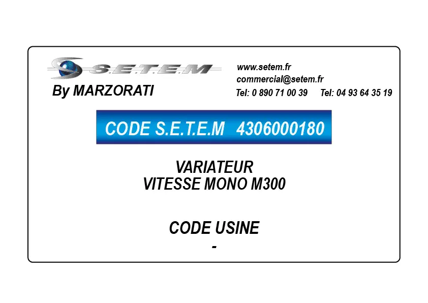 4306000180-VARIATEUR DE VITESSE MONO M300 MARZORATI