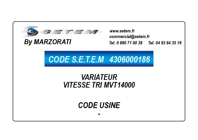 4306000186-VARIATEUR DE VITESSE TRI MVT14000 MARZORATI