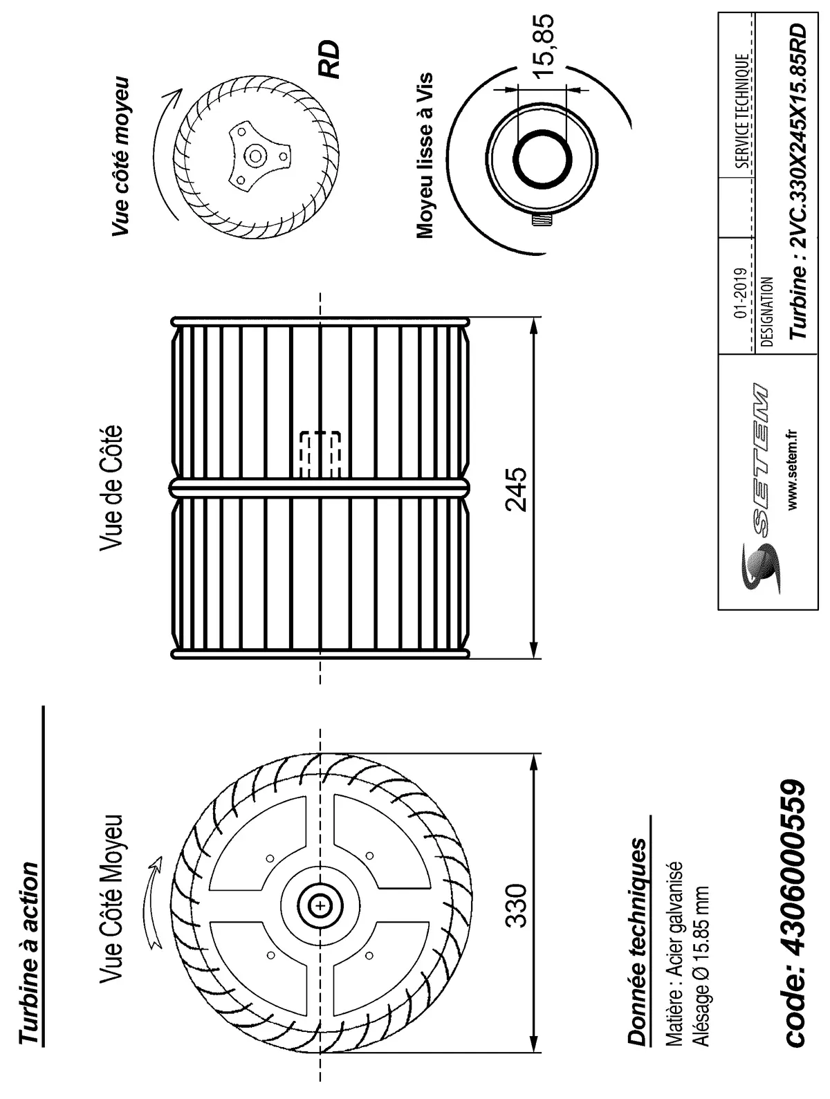 4306000559-TURBINE MARZORATI 2VC.330X245X15.85 RD GALVA VIS