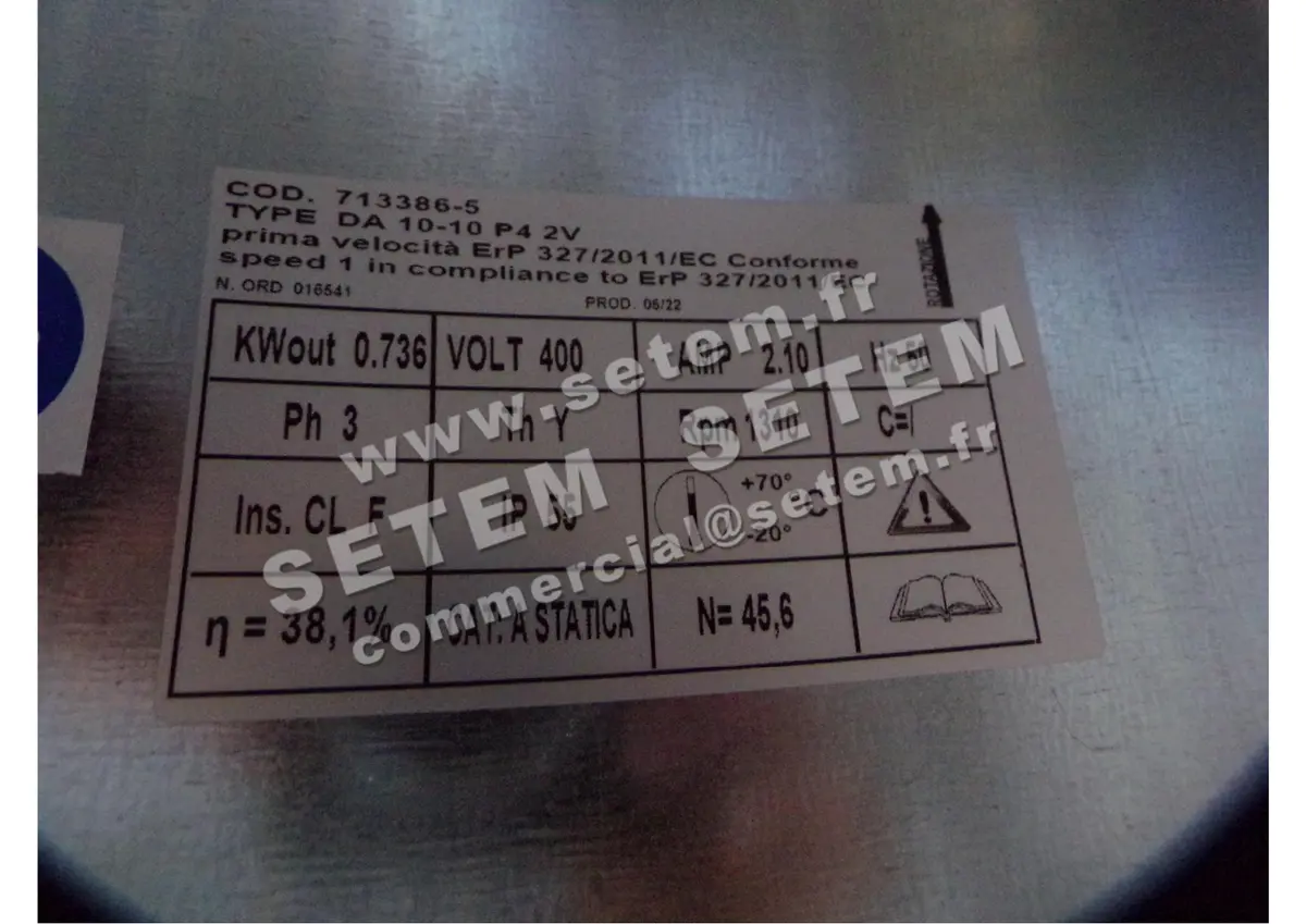 4306003865-VENTILATEUR MARZORATI DA10/10 750W 4P T400V 2V *713386SCC.5* 4